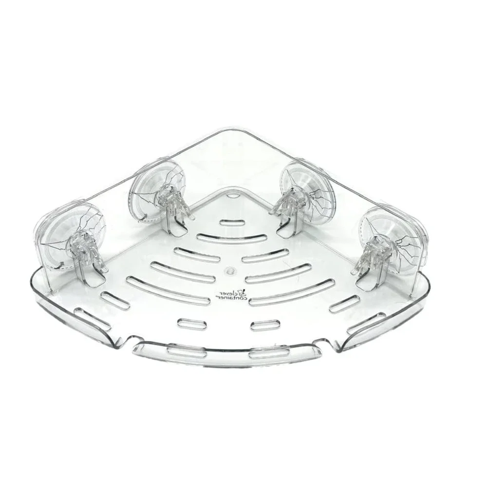 Clever Container Clear‎ Corner Shelf Suction Cups PET Holds 11 Pounds 10Wx3Hx10D